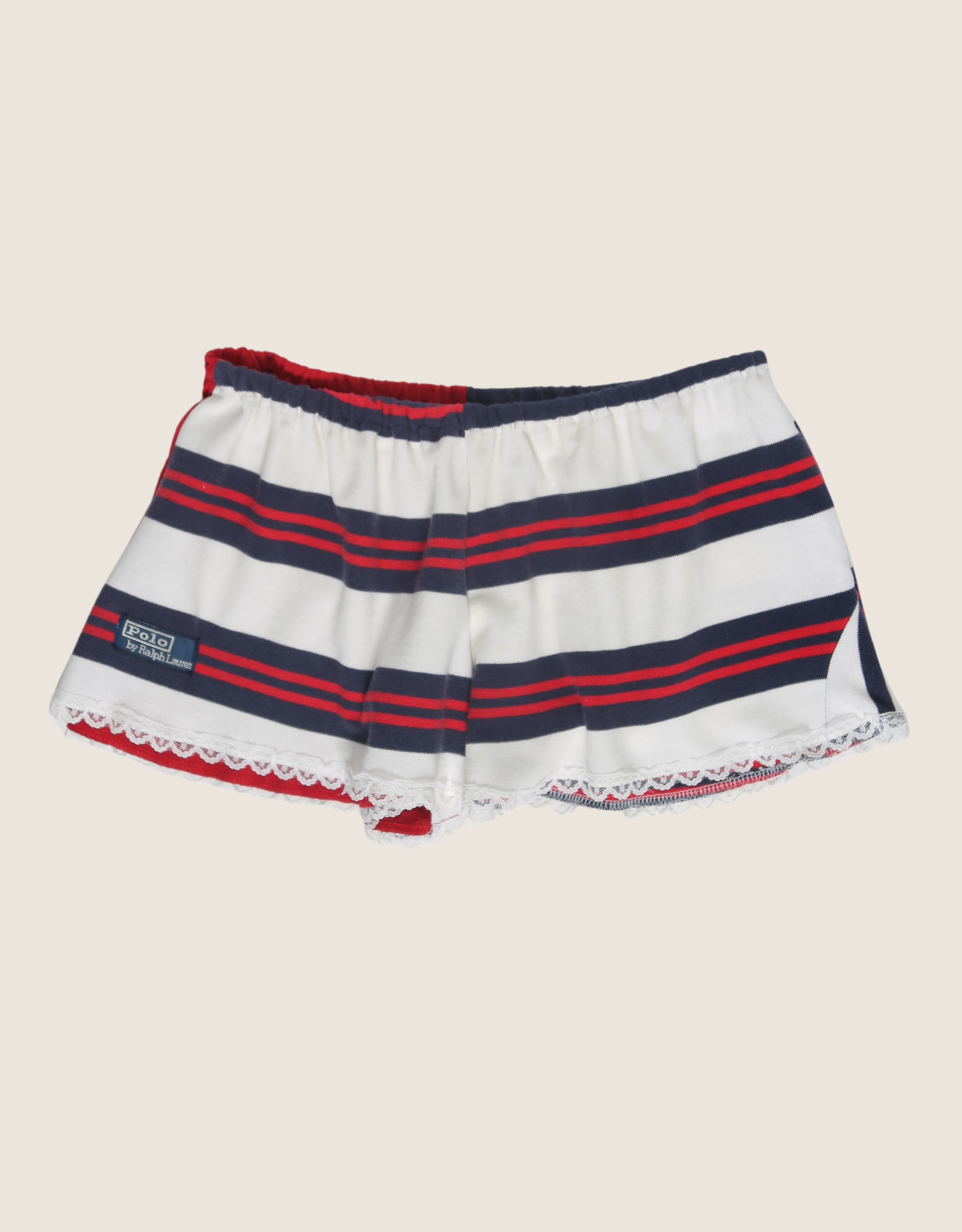 polo red stripe reworked mini shorts (M)