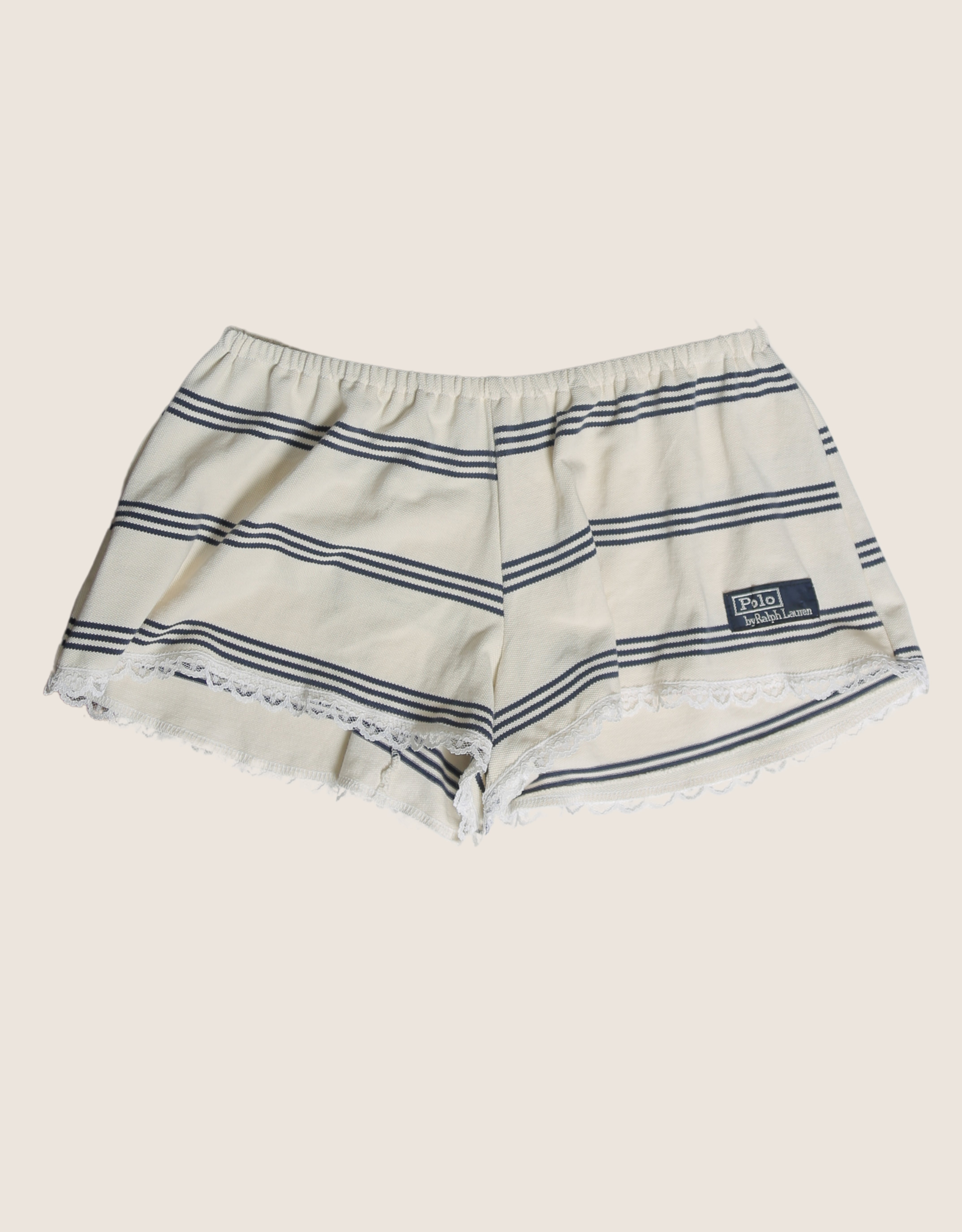 polo navy stripes reworked mini shorts (S)