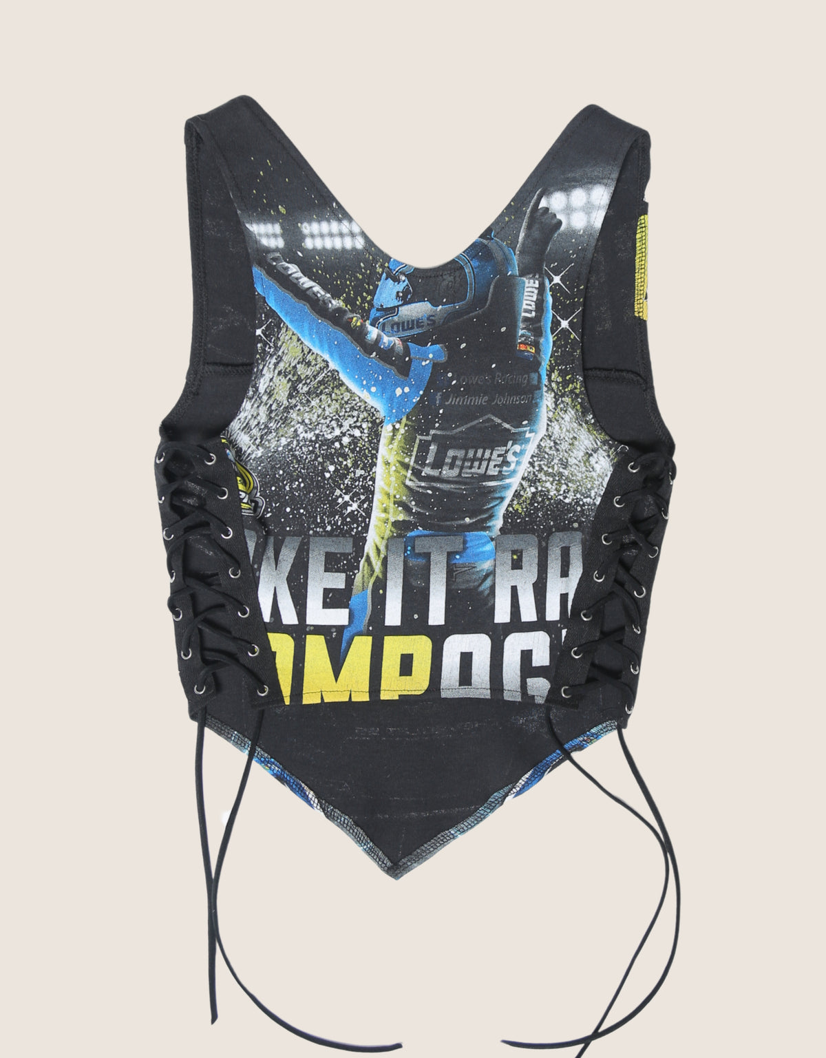 nascar champion reworked side lace tank top (S)