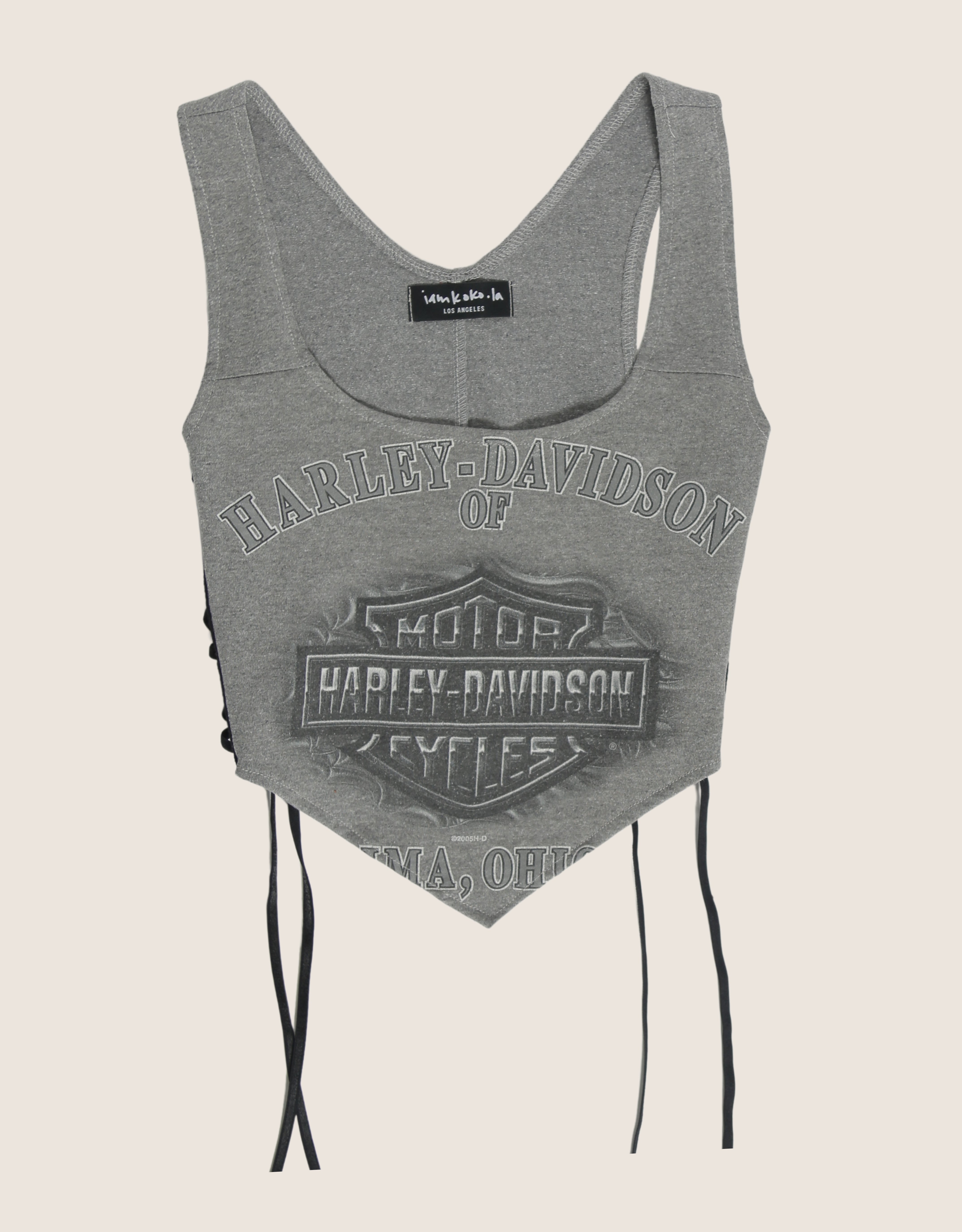 harley crest reworked side lace tank top (S)