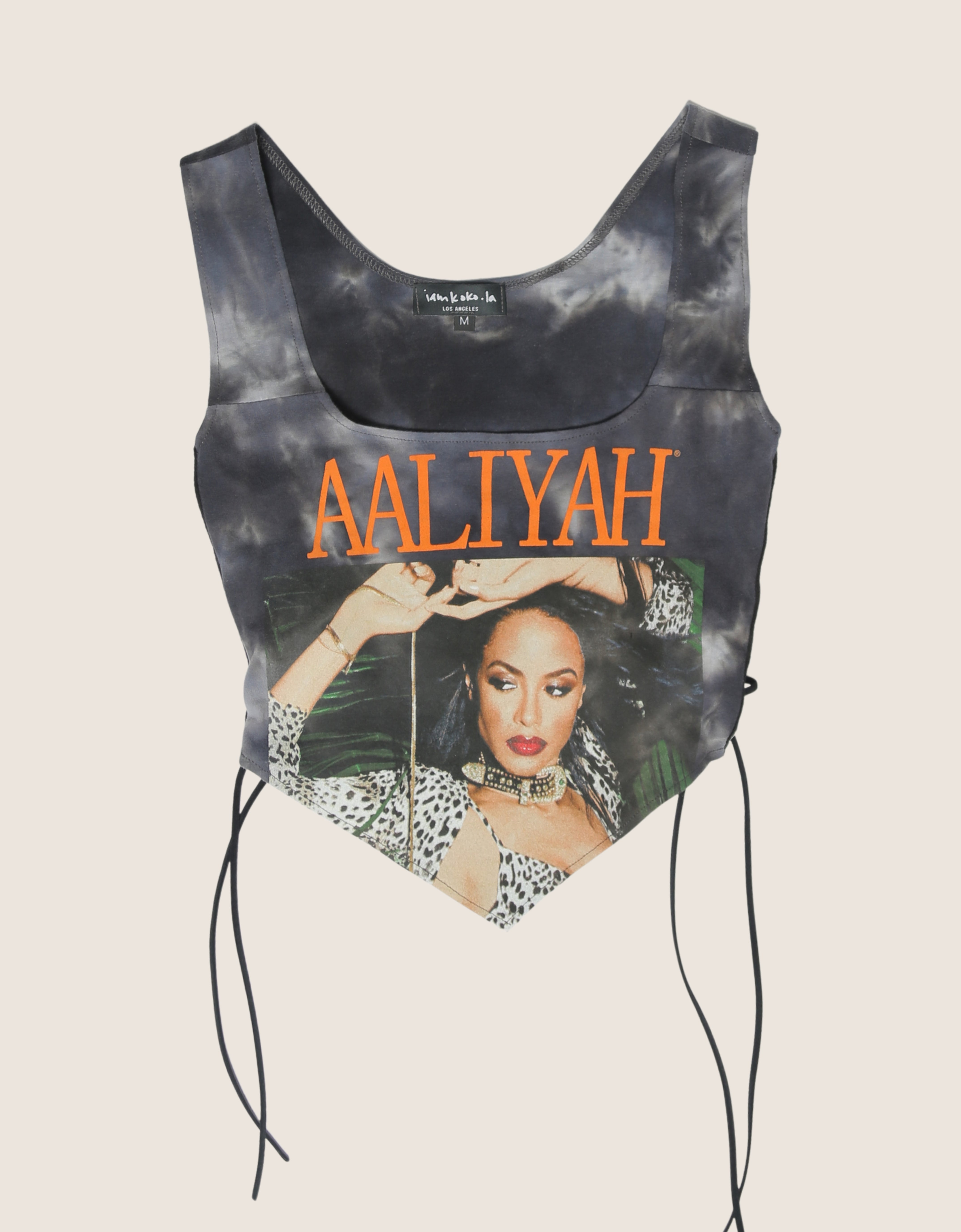 aaliyah reworked side lace tank top (M)