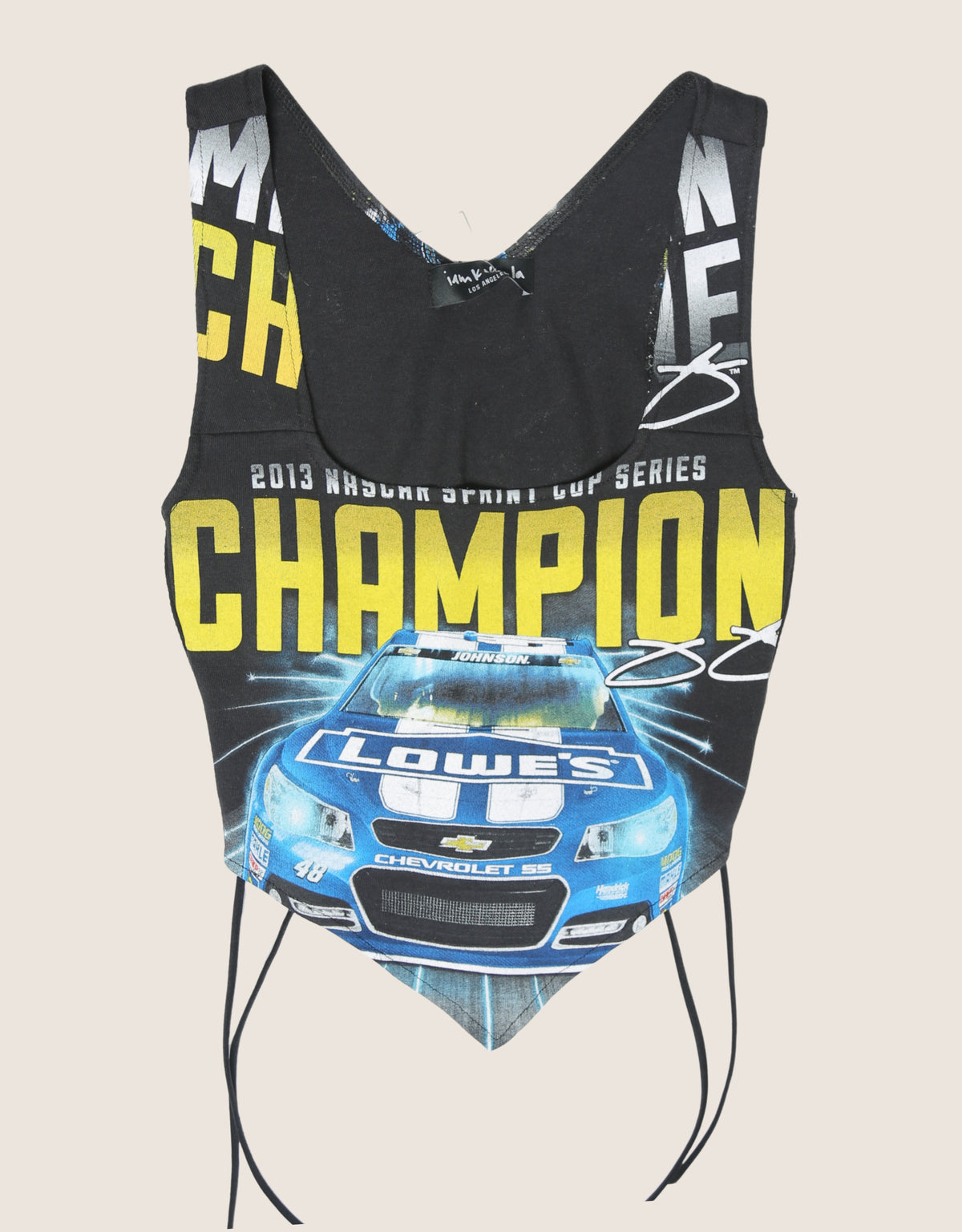 nascar champion reworked side lace tank top (S)