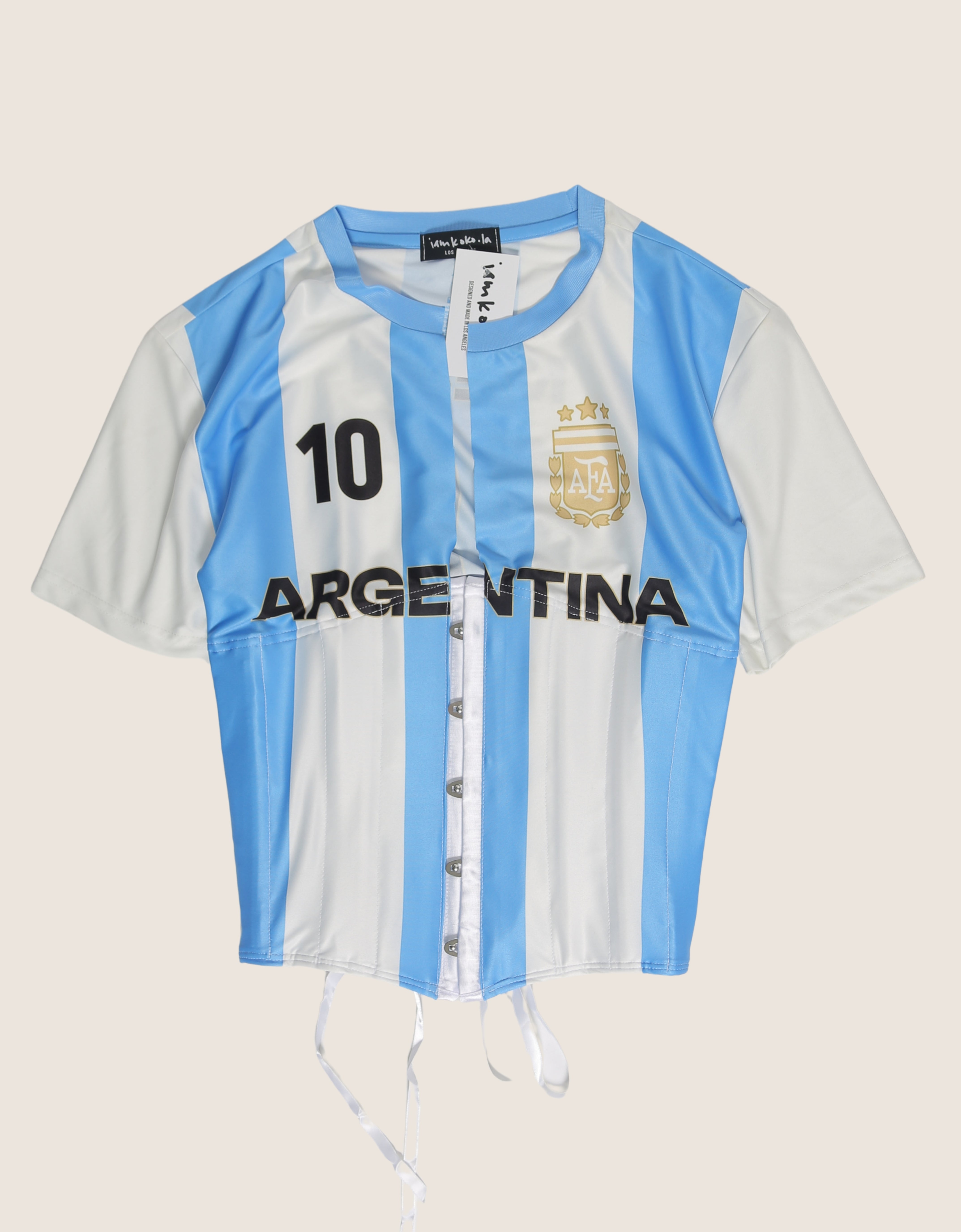 argentina reworked snap corset soccer jersey (S)